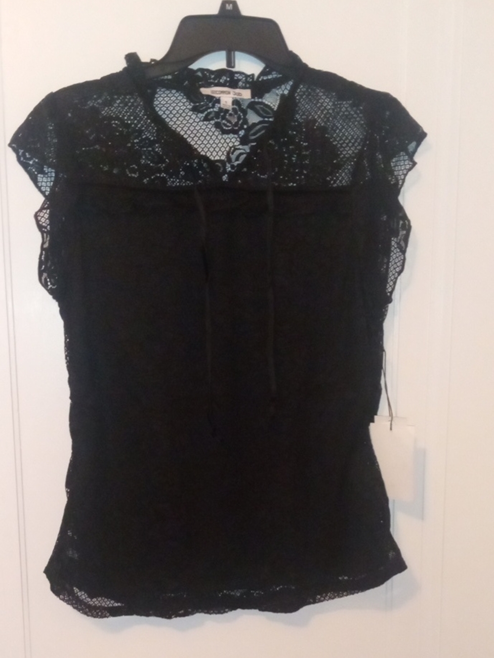NWT women small black lace top